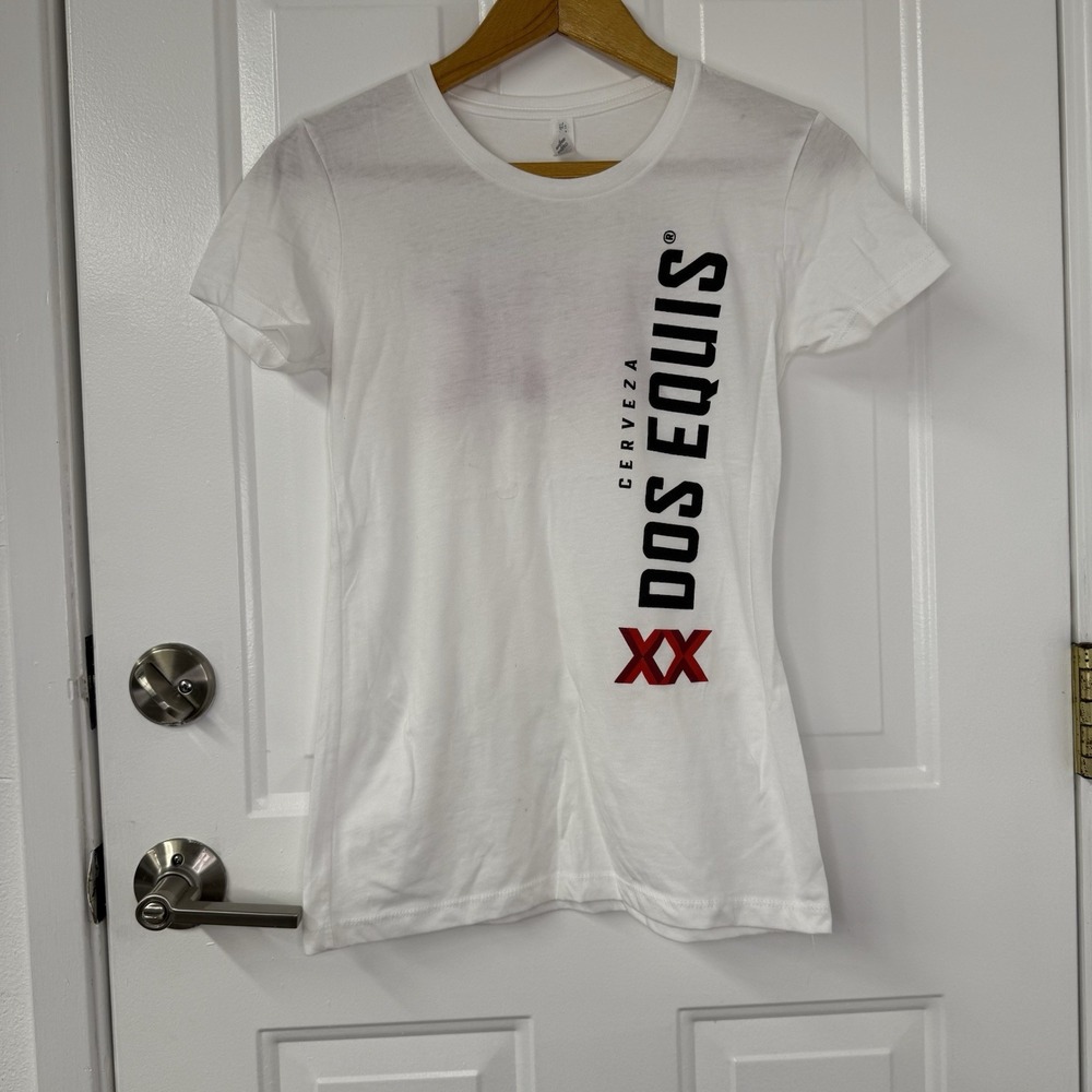Dos Equis Brand Ambassador T-shirt White Women's Short Sleeve V-neck In Small - Picture 1 of 4